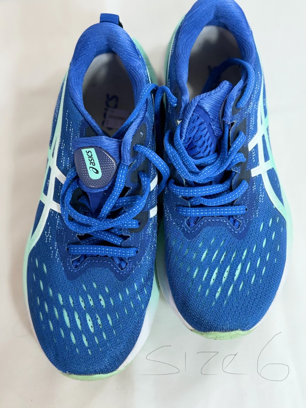 Asics Kids Blue Sneakers with Mint Accents